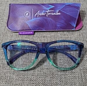 Blenders Blue Light Glasses Amber TorreAlba Collab Gloss Purple + Teal Print